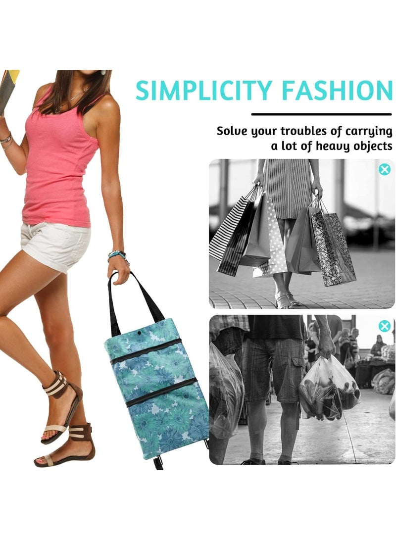 Foldable and Expandable Shopping Bag with Wheels – Practical Tote for Daily Shopping, Groceries, Travel, and Trips, Durable Water-Resistant Polyester, Easy-to-Pull Strong Wheels, Large Capacity up to 10kg, Modern Multi-Use Design-Multicolor - Image 5